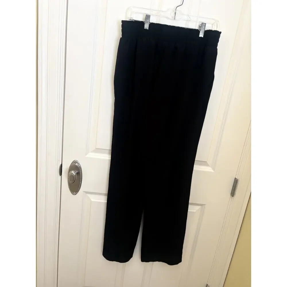 Michael Kors Cropped Wide-Leg Paper Bag Trousers Black Medium Tie Belt